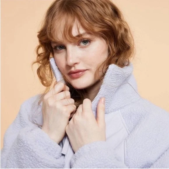 Blogilates Women's Campfire Fleece Full Zip Jacket Evening Haze Light Purple - Picture 2 of 6